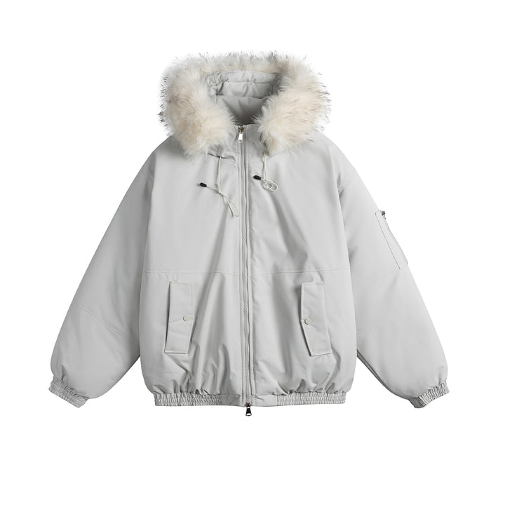 Women's Oversize Bomber Style Parka with Removable Faux Fur Hood Mune Fashion