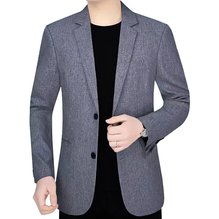 Men's slim fit single-breasted city blazer with textured wool blend Mune Fashion