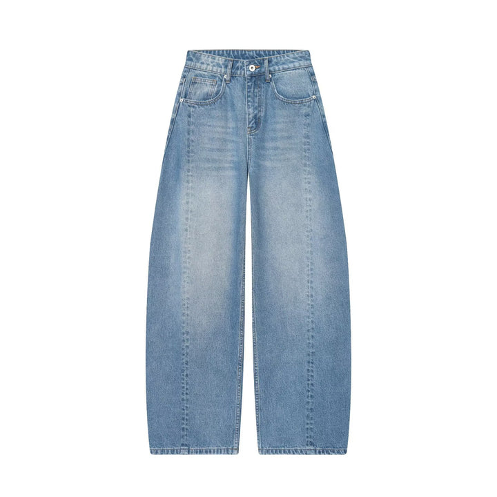 Women's Wide Cropped Denim Culotte with High Waist and Center Seam Mune Fashion