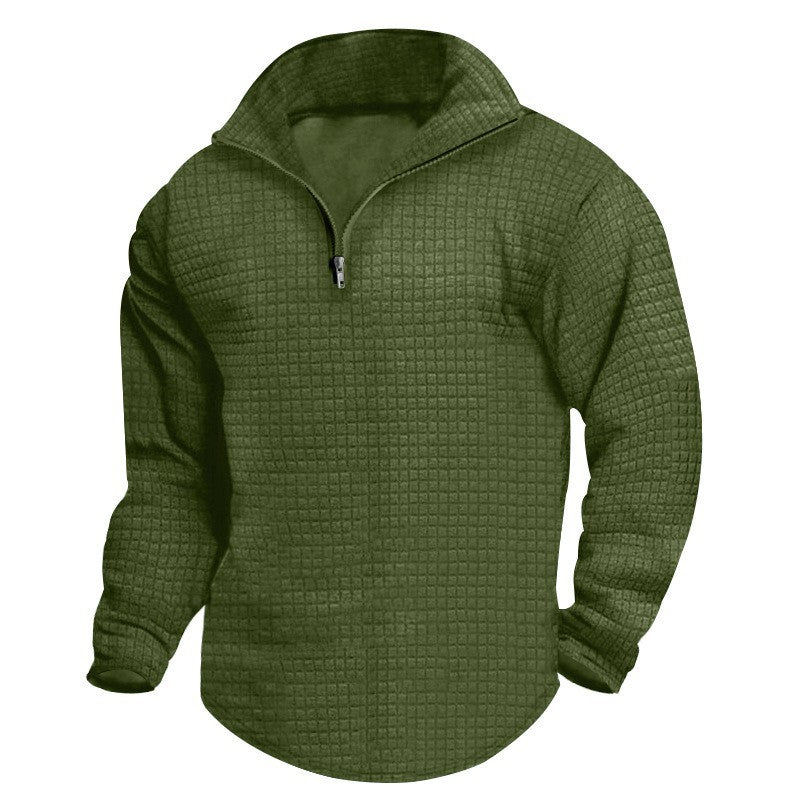 Men's nano thermoregulating waffle half-zip pullover with stand-up collar and rounded hem Mune Fashion