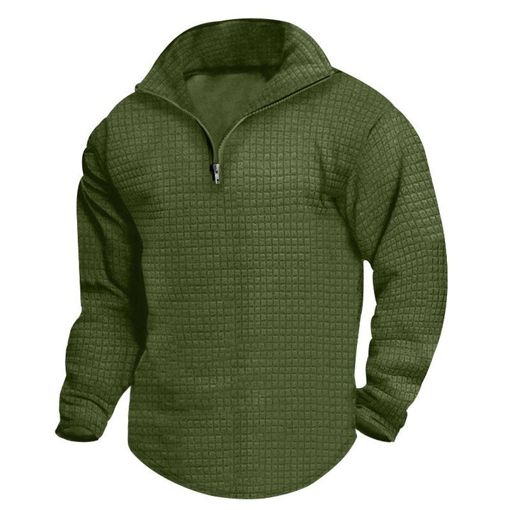 Men's nano thermoregulating waffle half-zip pullover with stand-up collar and rounded hem Mune Fashion