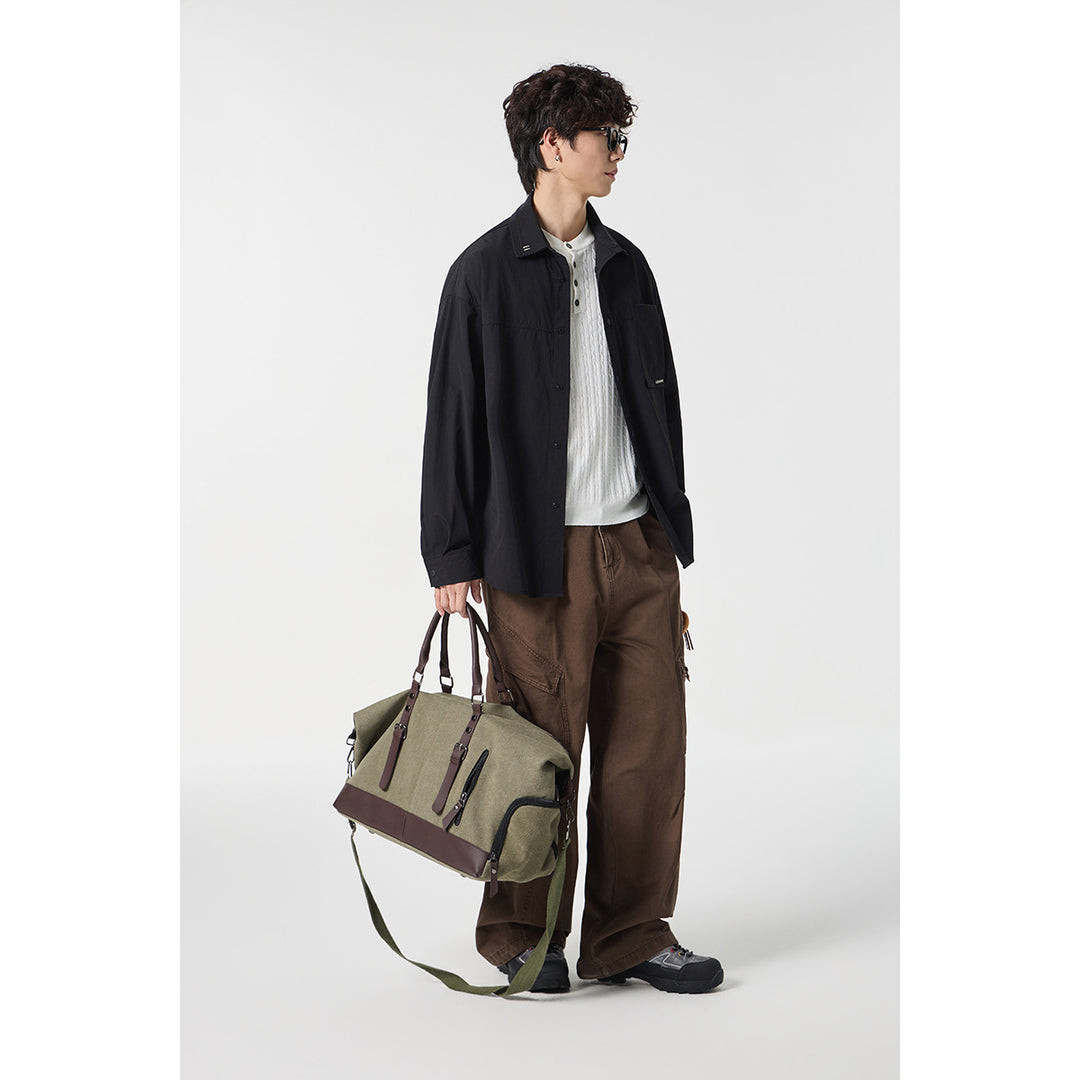 Unisex Oversize Shirt with technical material, breast flap and rounded hem Mune Fashion
