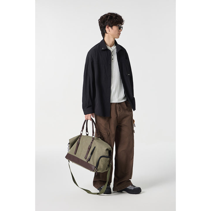 Unisex Oversize Shirt with technical material, breast flap and rounded hem Mune Fashion