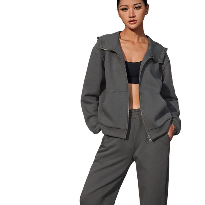 Women's athleisure leisure set with oversized zip hoodie and high waist comfort joggers Mune Fashion