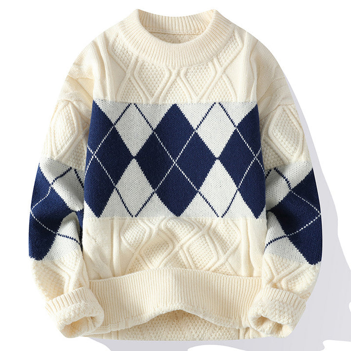 Men's knit sweater with diamond-shaped pattern Mune Fashion