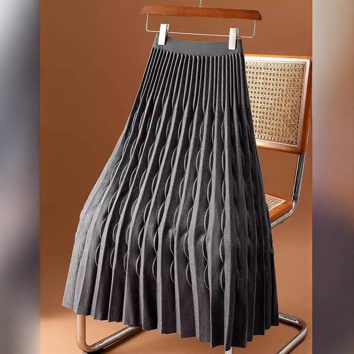 Women's Pleated Skirt with Artistic Wave Pattern Mune Fashion