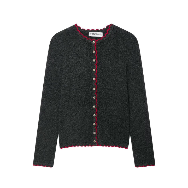 Ladies fine knit cardigan with shell edge and mother-of-pearl buttons Mune Fashion
