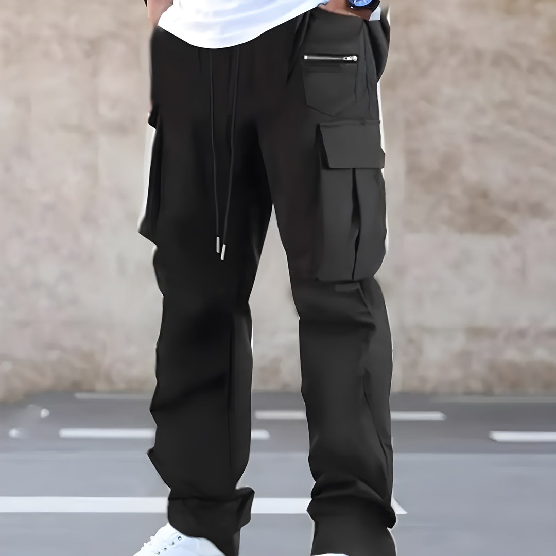 Men's Baggy Utility Cargo Pants with Multiple Pockets, Reinforced Knee Inserts & Drawstring Waist Mune Fashion