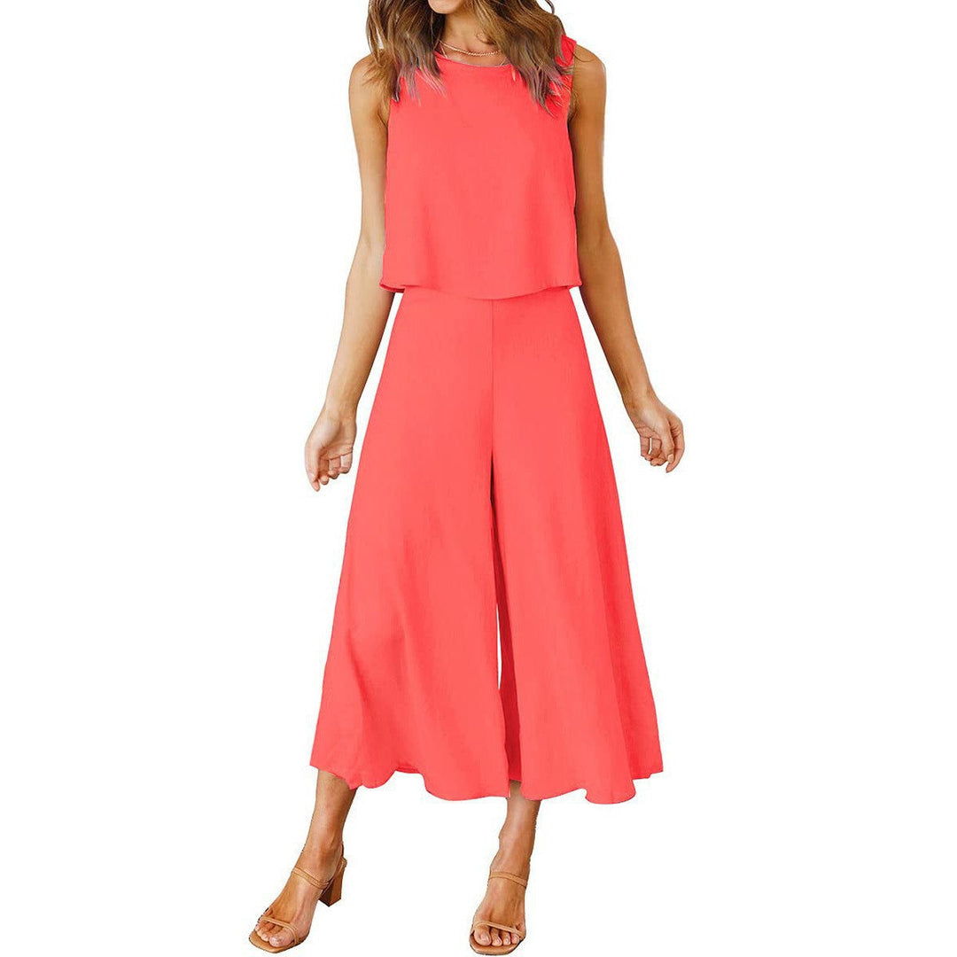 Women Airy Jumpsuit with Flowing Leg and Sleeveless Design Mune Fashion
