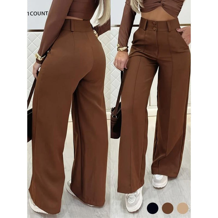 Women's High-Waisted Wide Palazzo Pants with Pleat Mune Fashion