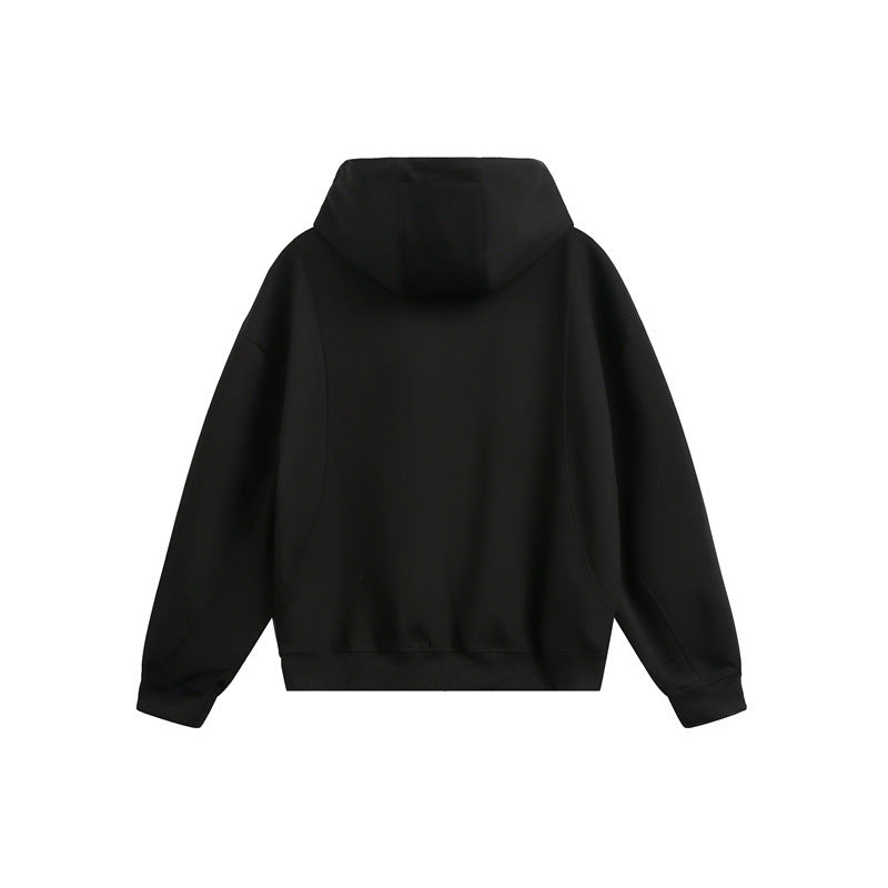 Women Loose Fit Zip Hoodie with High Funnel Neck and Two-Way Function Mune Fashion