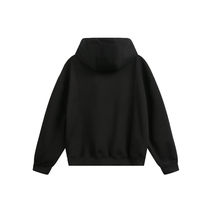 Women Loose Fit Zip Hoodie with High Funnel Neck and Two-Way Function Mune Fashion