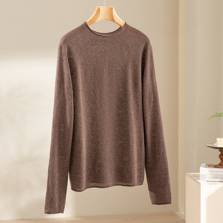 Women's Light Structured Knit Pullover with Round Neckline and Casual Boxy Silhouette Mune Fashion