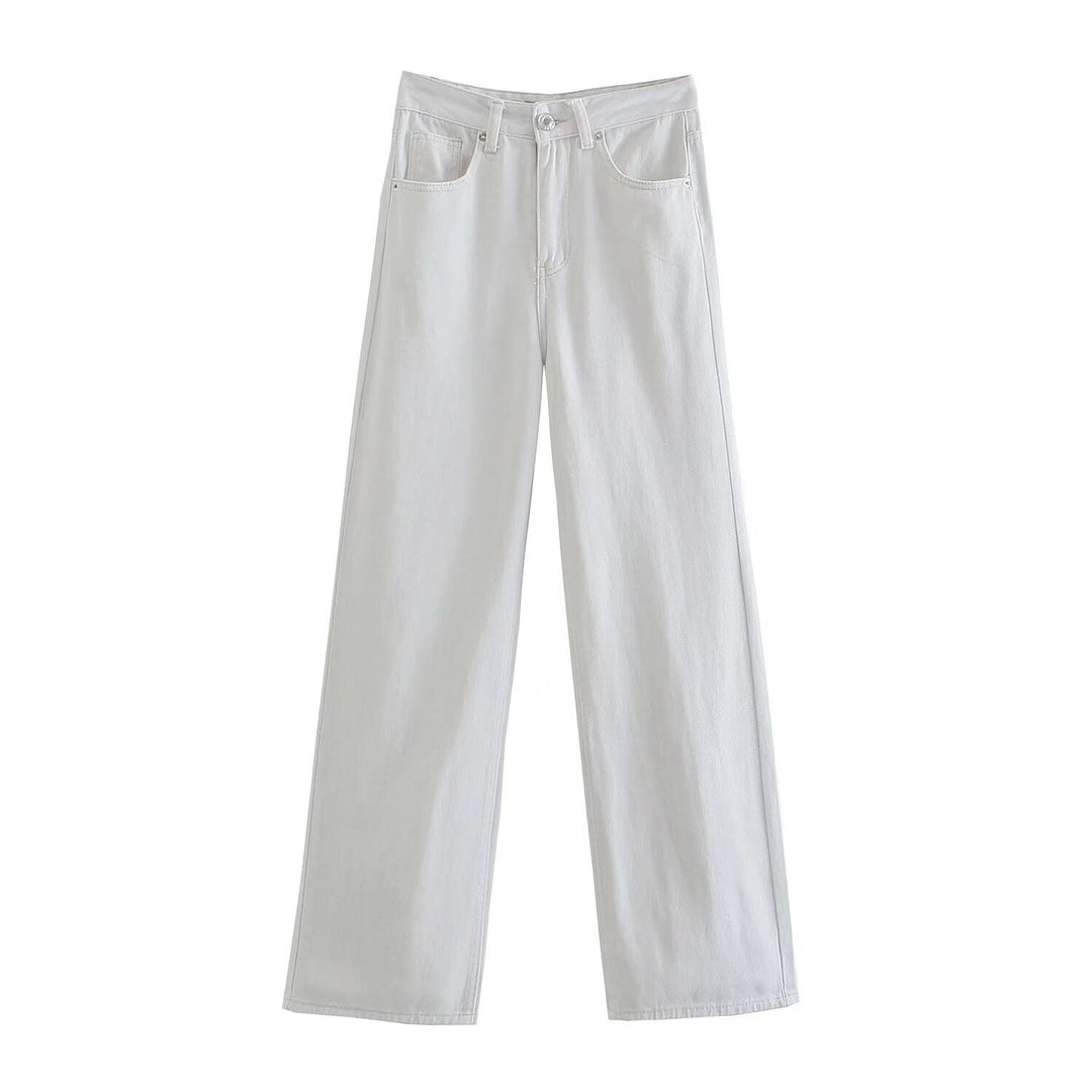 Women's high-waisted wide-cut jeans with wide leg, high waist and raw hem Mune Fashion