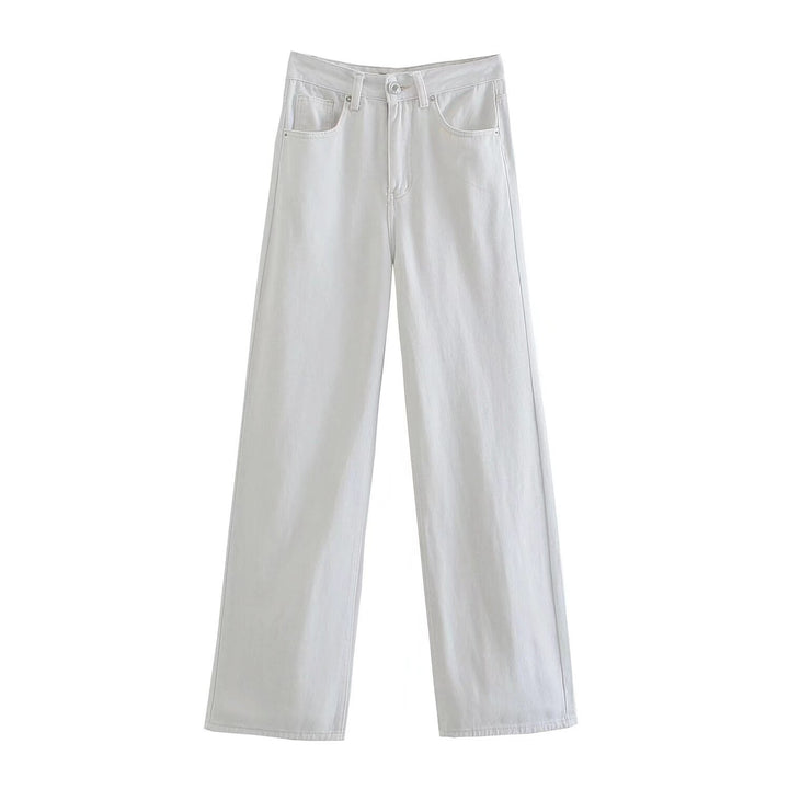 Women's high-waisted wide-cut jeans with wide leg, high waist and raw hem Mune Fashion
