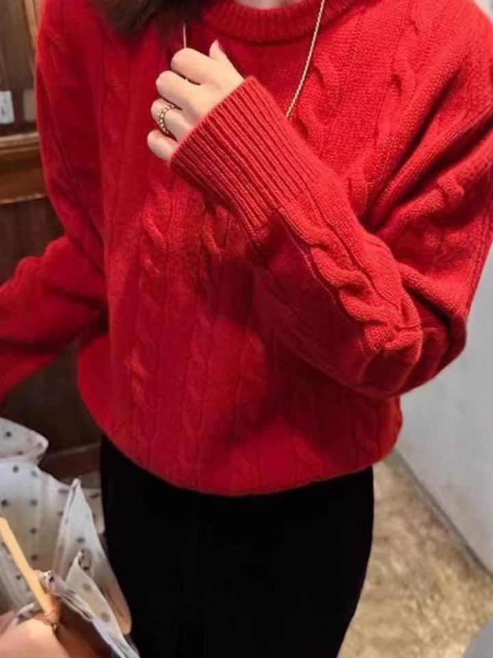 Women's Kastiger Cable Knit Sweater with Round Neck, Extra Soft Wool Blend and Ribbed Cuffs Mune Fashion
