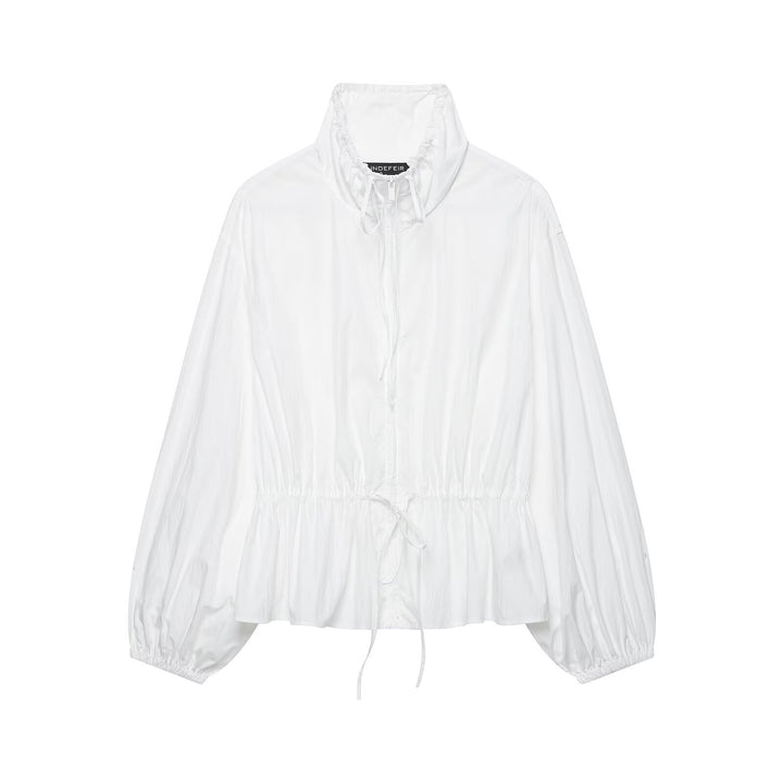 Women Ultralight Cropped Anorak with drawstring waist, balloon sleeves and high stand-up collar Drune