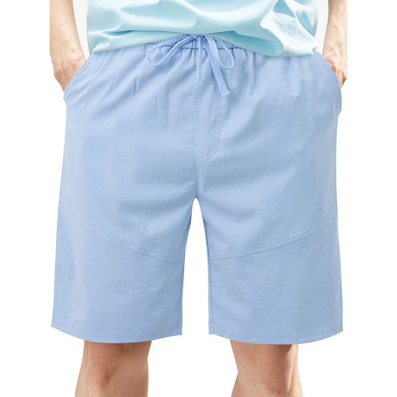 Men's knee-length linen blend shorts with elastic drawstring waistband and side pockets Mune Fashion
