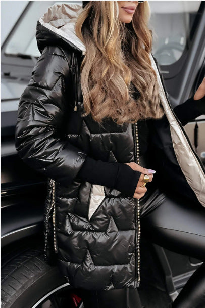 Women's quilted puffer coat with hood tailored silhouette and thermal insulation Mune Fashion