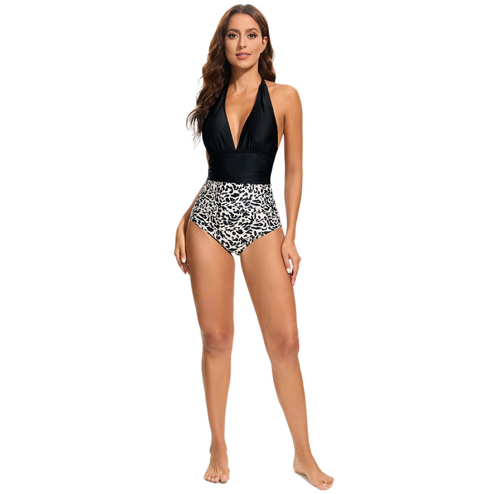 Women's Tailored Swimsuit with Refined V-Neck and Pattern Mix Mune Fashion