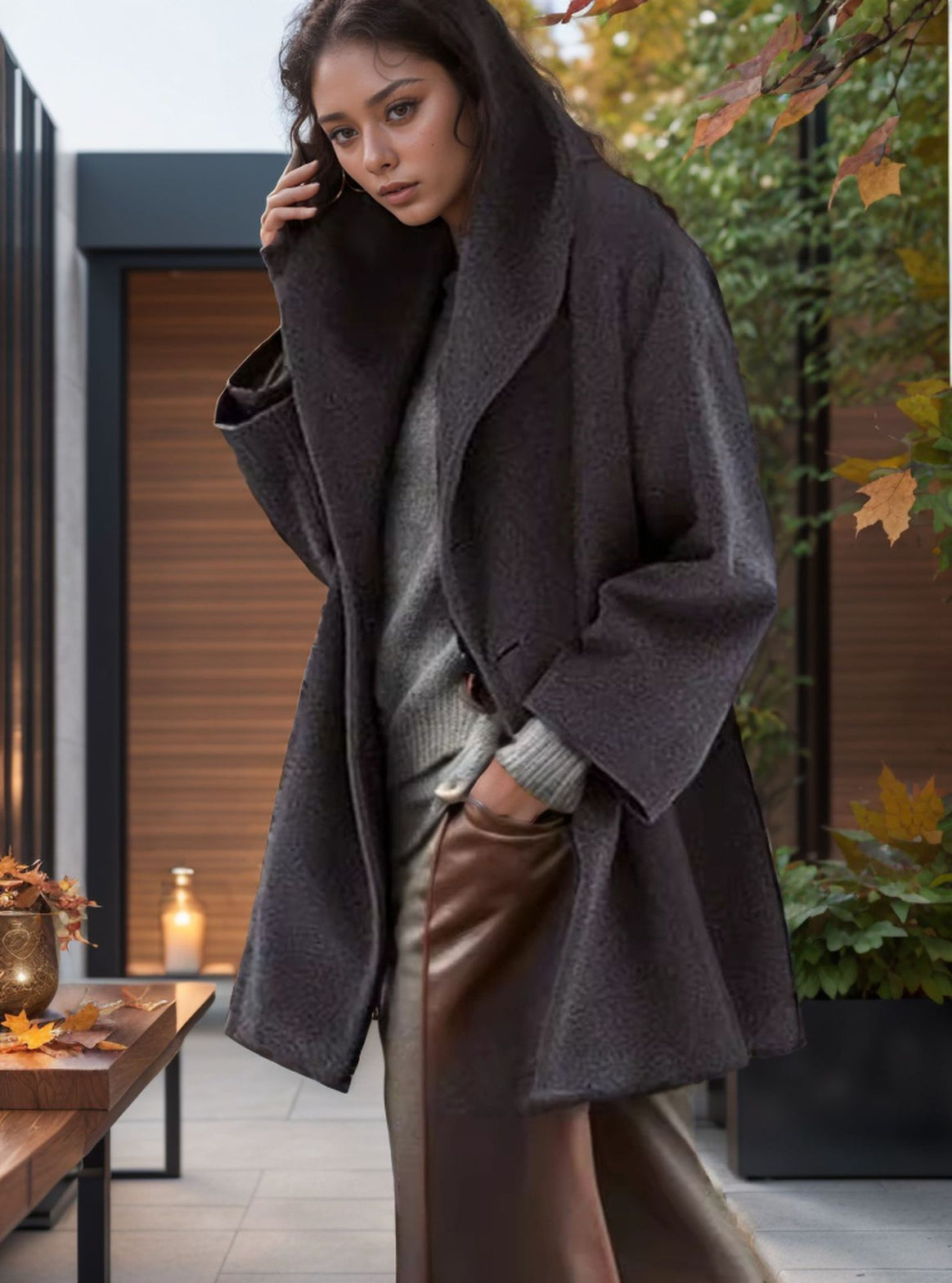 Women's Hooded Teddy Coat in Oversized A-Line Cut with Dropped Shoulders Mune Fashion