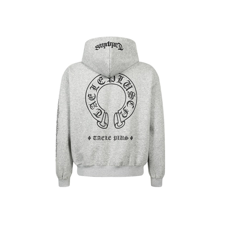 Unisex hooded sweatshirt in urban gothic print with ribbed hem Mune Fashion