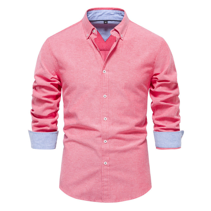 Men's elegant long-sleeve shirt made of Oxford fabric with a Kent collar and cuffed sleeves Mune Fashion