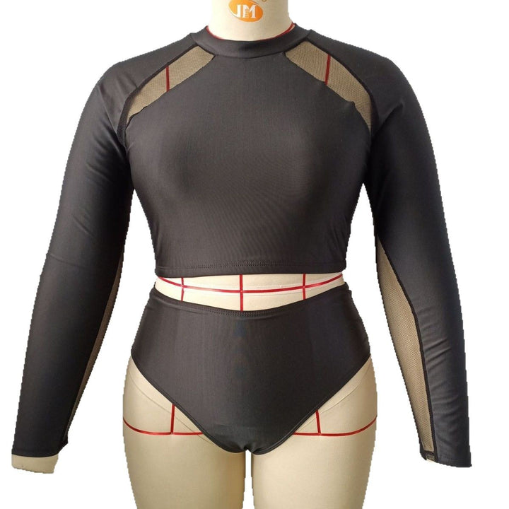 Damen Sportliches Longsleeve Bikini-Set mit transparenten Einsätzen Echo Archiv