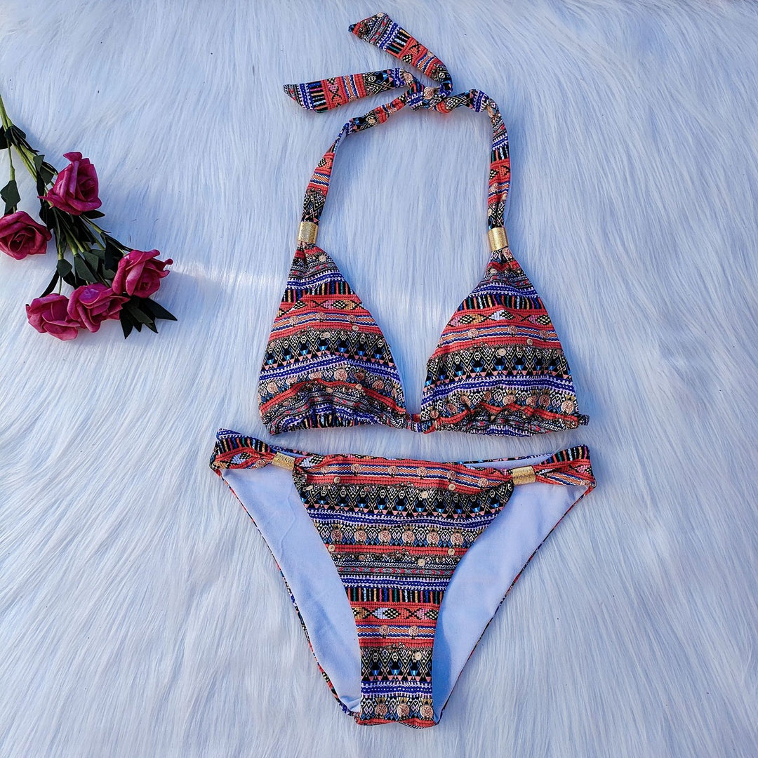 Women's triangle bikini with playful ethnic pattern Mune Fashion