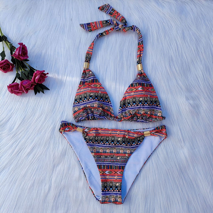 Women's triangle bikini with playful ethnic pattern Mune Fashion