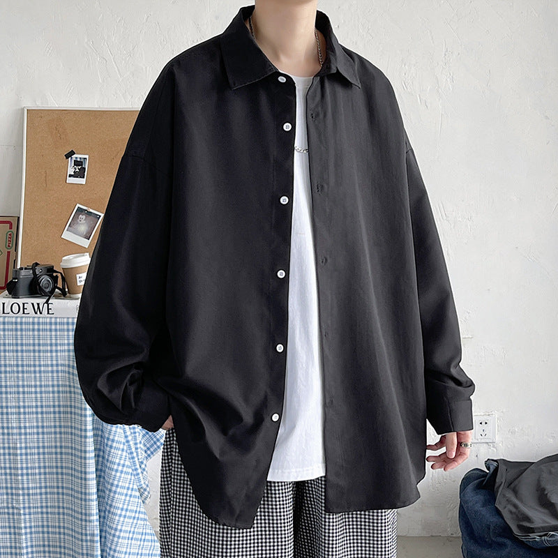 Men's lightweight overshirt shirt jacket made of cotton blend with concealed button placket, dropped shoulder and rounded hem Mune Fashion
