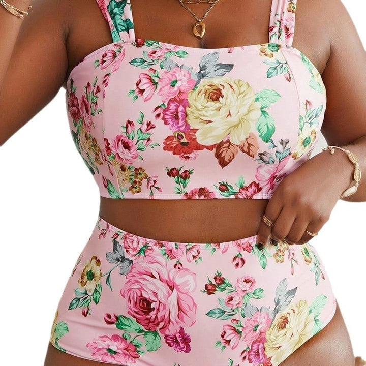 Women Floral Bikini Set with High Waist and Wide Straps Mune Fashion