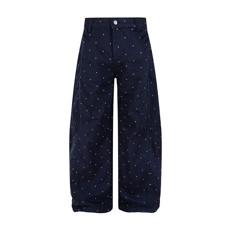 Women's High-Waist Palazzo Pants in Culotte Style with Wide Leg and Subtle Dot Pattern Mune Fashion