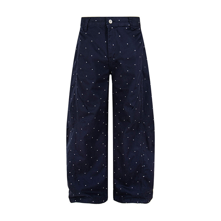 Women's High-Waist Palazzo Pants in Culotte Style with Wide Leg and Subtle Dot Pattern Mune Fashion