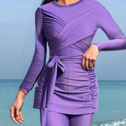 Women's fashionable swimsuit with wrap skirt and long sleeves Mune Fashion