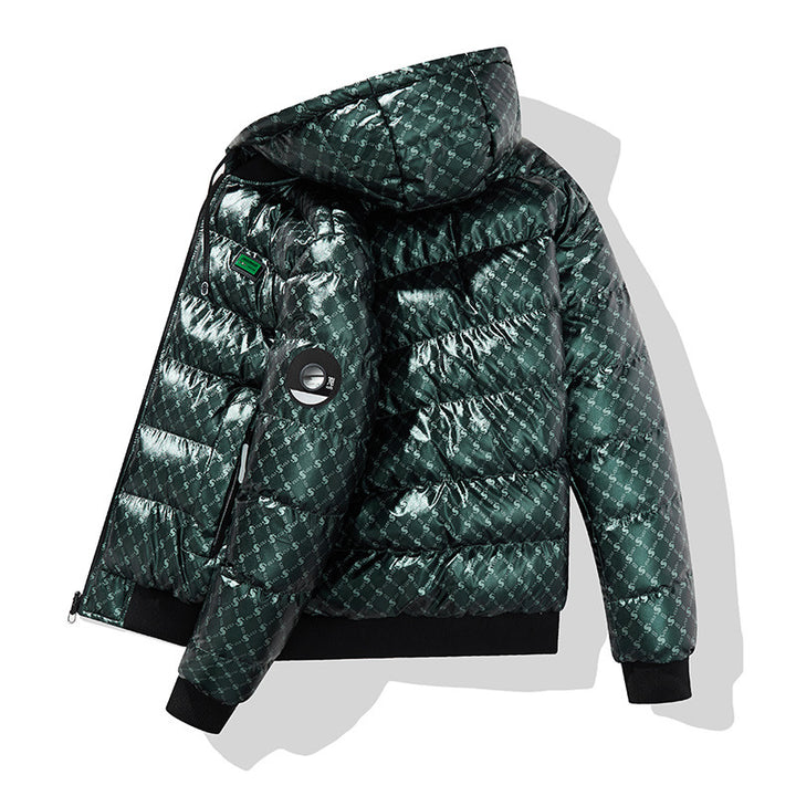 Men's Fashion Quilted Jacket with Hood and Shiny Finish Mune Fashion