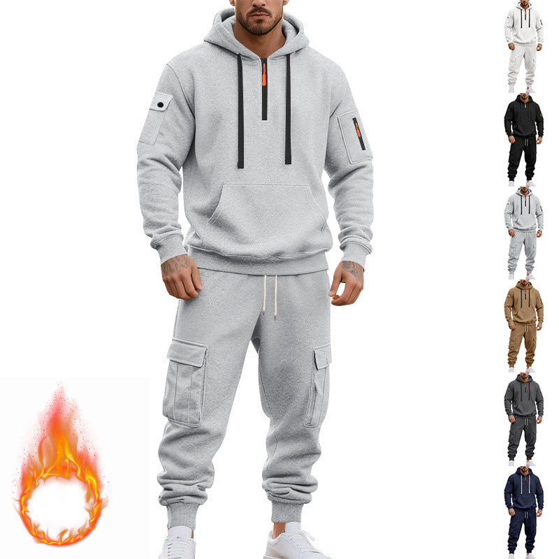 Men's nan technical cargo tracksuit with half zip, hood and multiple pockets Mune Fashion