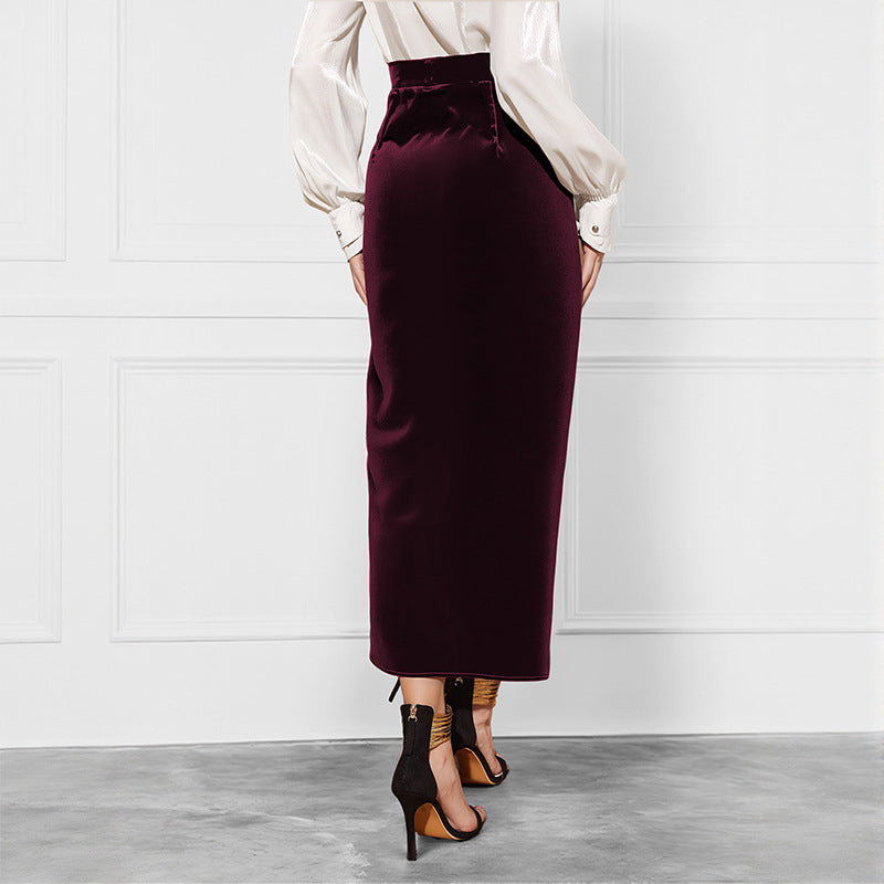 Ladies Elegant Wrap Skirt with Waist Belt Mune Fashion