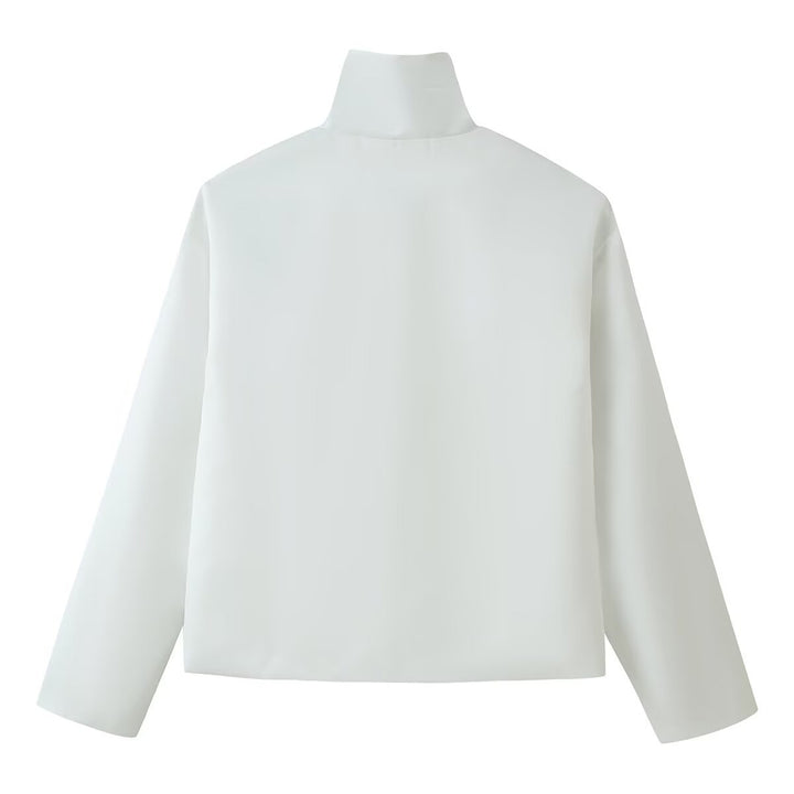 Women Short Blouson with Stand-Up Collar and Decorative Toggle Closures Drune