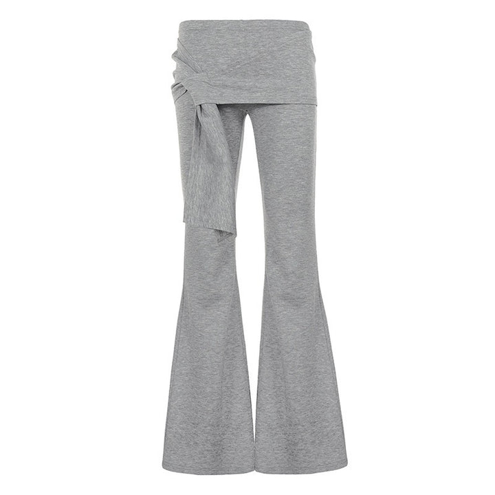 Women Flair Lounge Pants with Wrap Waistband, Ties and Wide Flare Mune Fashion