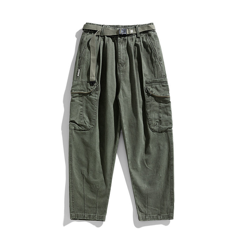 Men's utility cargo pants in relaxed tapered fit with elastic waistband and large flap pockets Drune