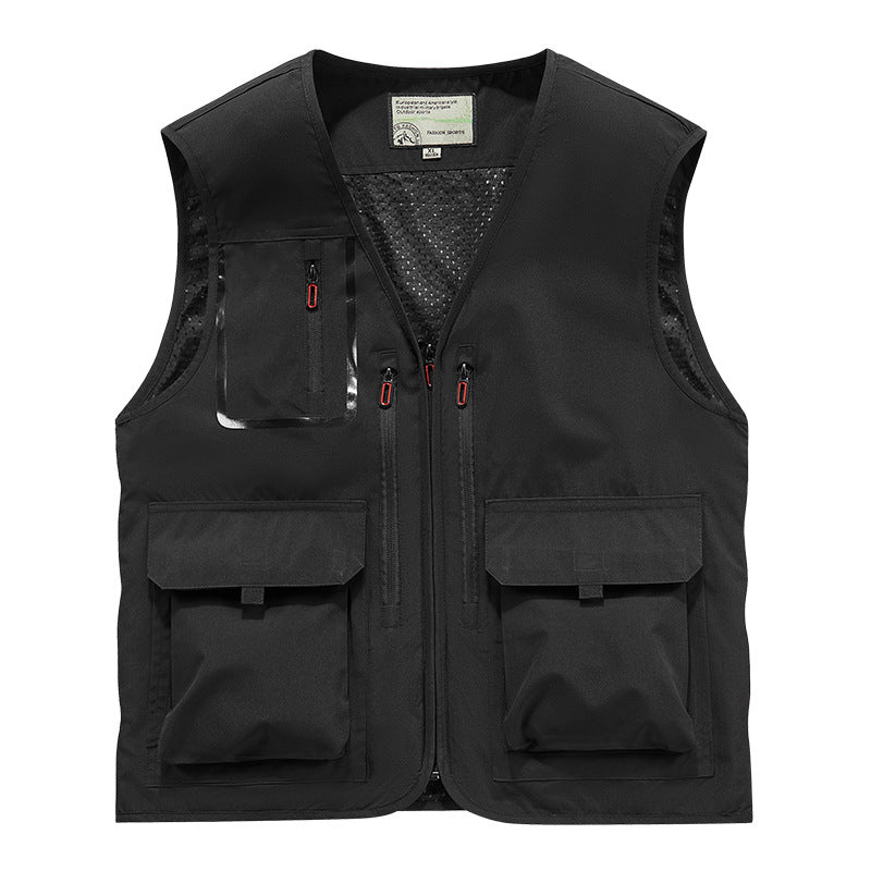 Men's Multifunctional Outdoor Utility Vest with Mesh Lining and Multiple Pockets Mune Fashion