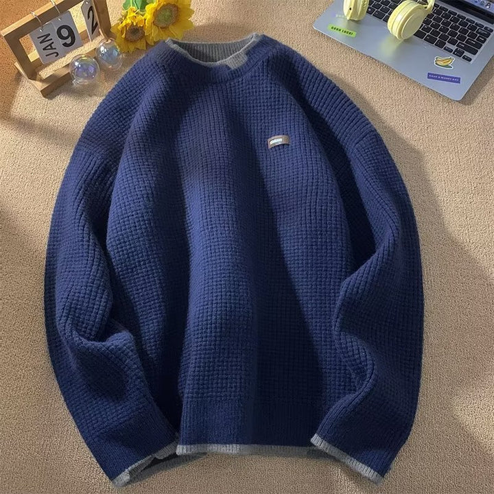 Men's chunky knit pullover with high collar Mune Fashion