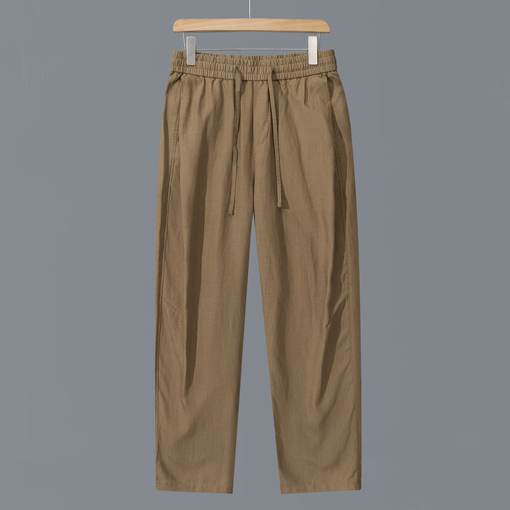 Men's linen-cotton pants with elastic waistband and drawstring Mune Fashion