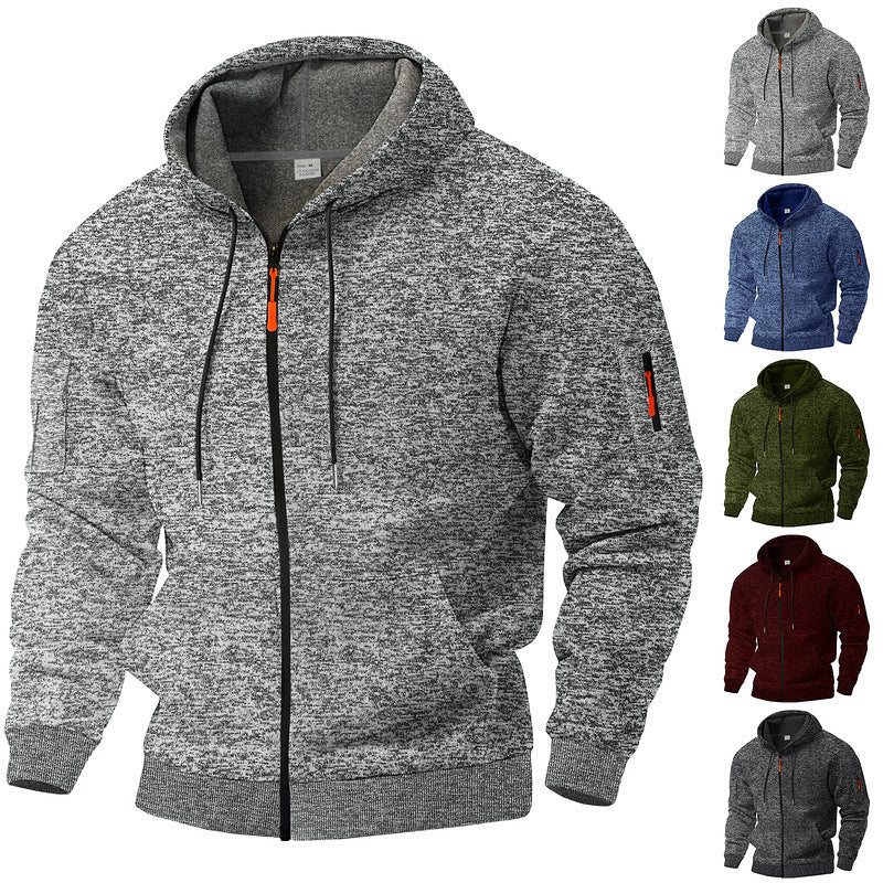 Men's casual hoodie jacket with full zipper and arm pocket Mune Fashion