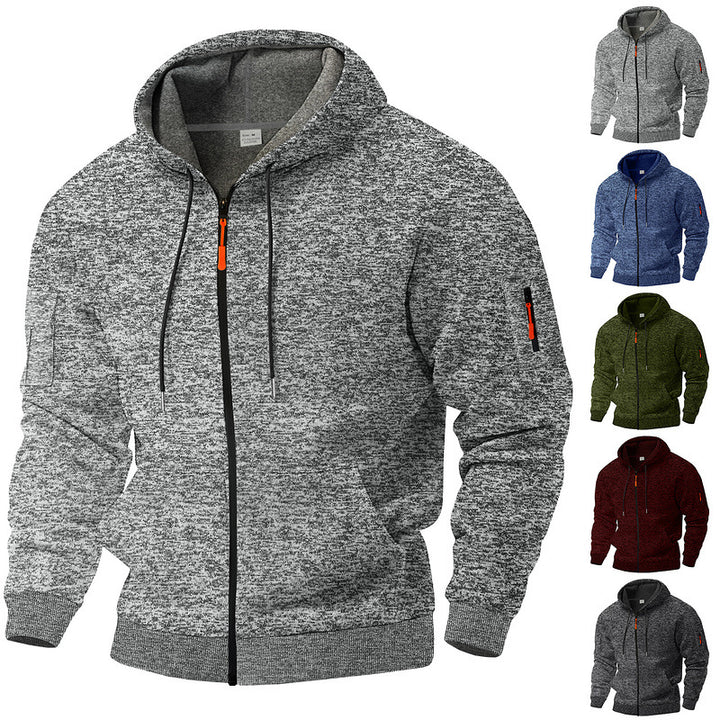 Men's casual hoodie jacket with full zipper and arm pocket Mune Fashion