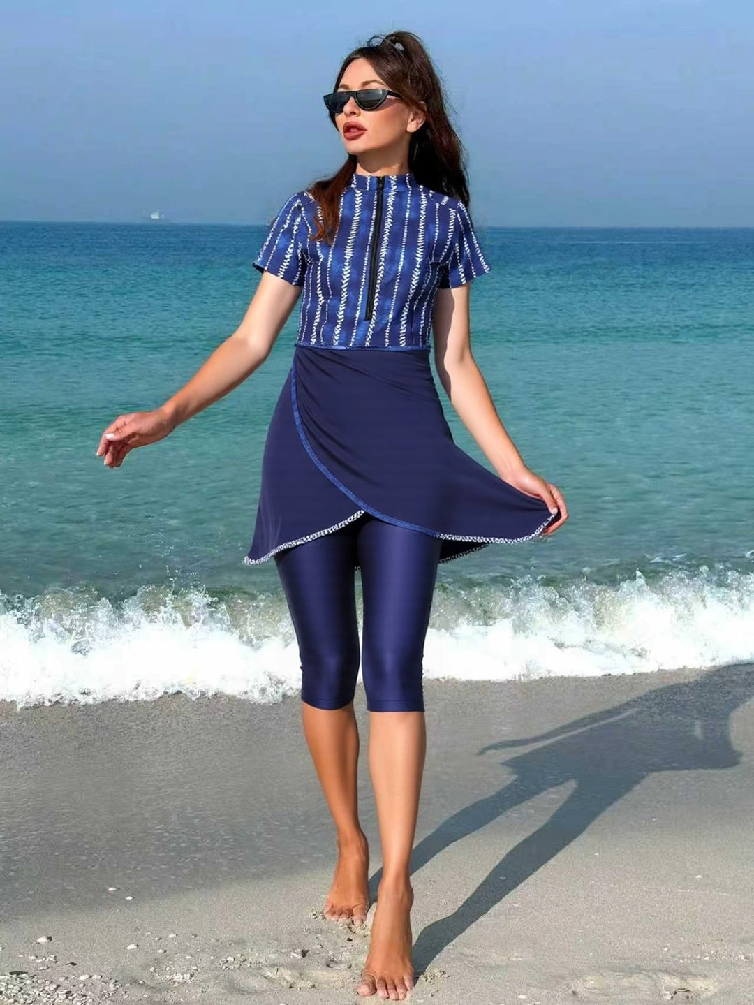 Women's sporty swimsuit with fashionable wrap skirt Mune Fashion