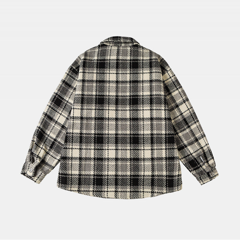 Unisex Checked Overshirt Jacket in Shacket Style with Patched Chest Pockets and Relaxed Oversized Fit Mune Fashion