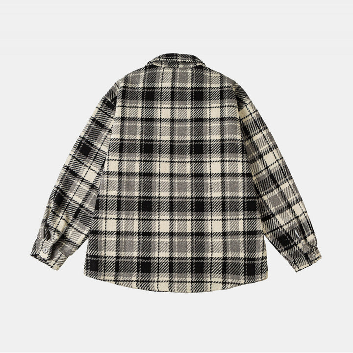 Unisex Checked Overshirt Jacket in Shacket Style with Patched Chest Pockets and Relaxed Oversized Fit Mune Fashion