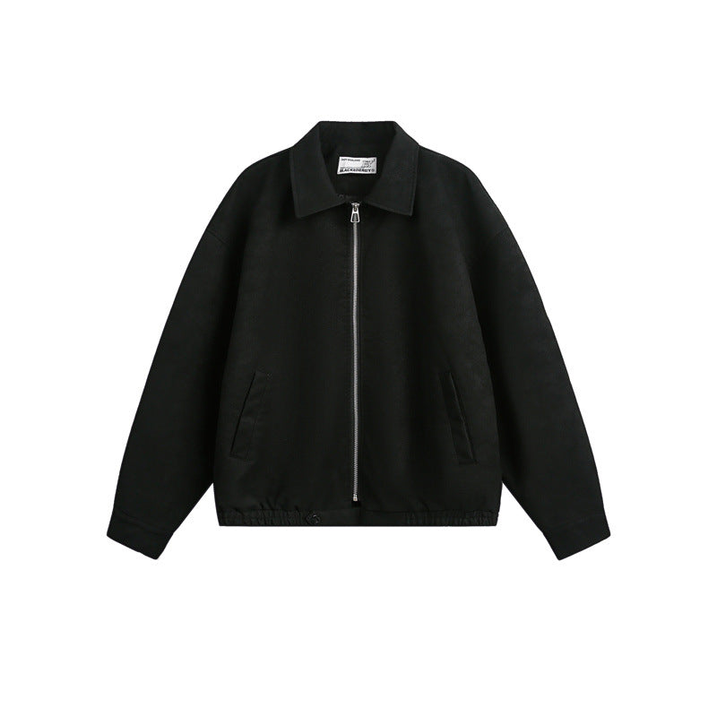 Unisex Boxy Blouson Jacket with Full Metal Zip and Shirt Collar Mune Fashion